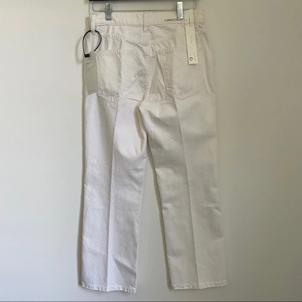 NWT Current/Elliott Straight Leg White Denim Jeans